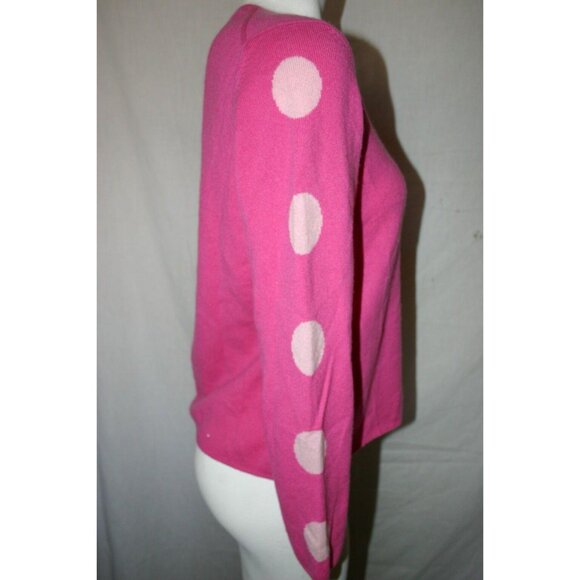 Charter Club Womens Pink Cashmere Sweater Polka Dot long Sleeves Size Medium - Picture 3 of 6